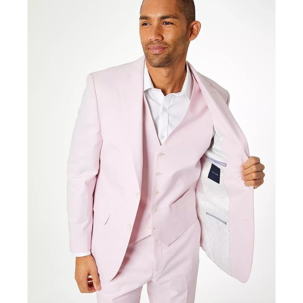 $360 NEW TOMMY HILFIGER Mens 40L Light Pink Cotton Blazer Sport Coat Suit Jacket - Picture 4 of 8